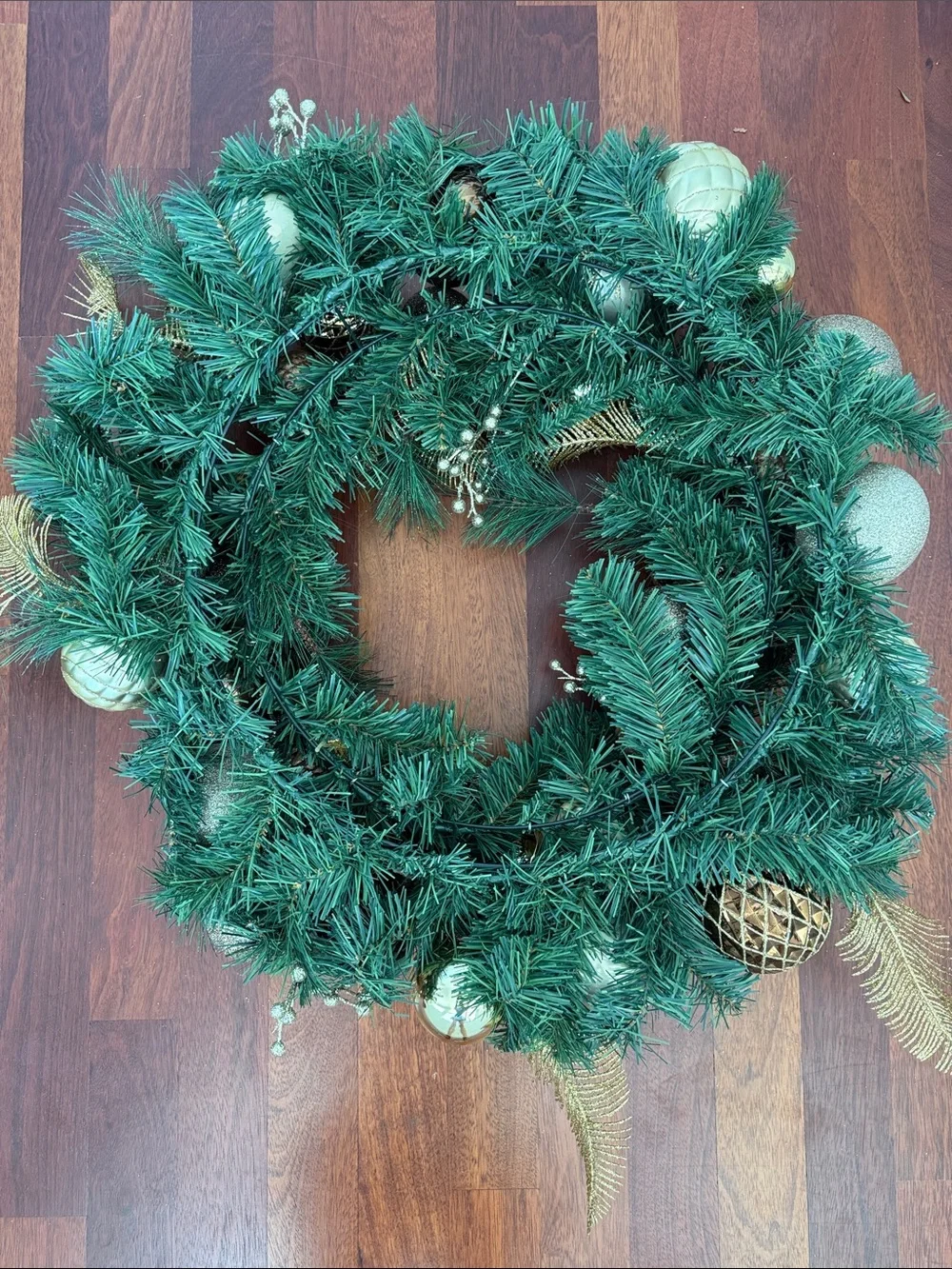 Gold and Brown Pine Holiday Wreath by